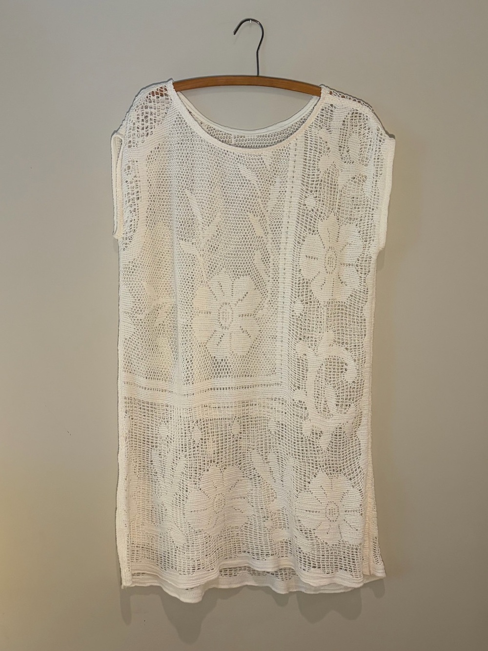 White Dress handmade from vintage crocheted tablecloth